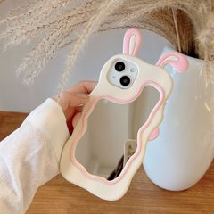 iPhone13 iPhone14 iPhone15 うさぎ　うさ耳 ミラー スマホケース　iphoneケース　アイフォン　アイホン　波紋フレーム