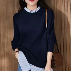 トップス シャツ ブラウス ニット セーター レディース 長袖 スタンドカラー ドッキング フェミニン フリル 切り替えデザイン ニット かわいい 大人可愛い きれいめ シンプル カジュアル 上品 おしゃれ かっこいい こなれ感 ラフ メンズライク マニッシュ