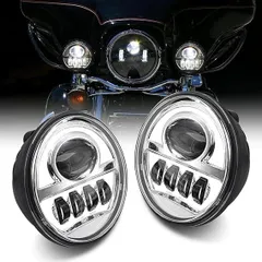 【在庫処分】Chelhead ハーレー専用 4.5インチ LEDフォグランプ 30W 高輝度 3000LM 12V/24V両対応 IP67完全防水 低消費電力 2個セット シルバー オートバイ補助灯 純正交換用 簡単取り付け 耐震設計 ロングライフLE