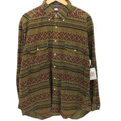 トミーヒルフィガー TOMMY HILFIGER ネイティブパターン シャモア ネルシャツ メンズ  L