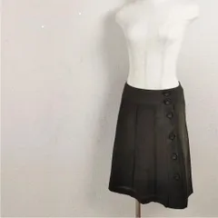 日本製クミキョク組曲ウールアンゴラブレンドひざ丈プリーツラップスカート茶ダークブラウン2