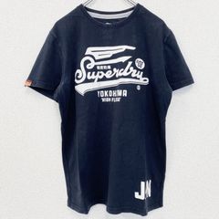 古着 used　SUPERDRY　スパードライ　半袖プリントTシャツ　クルーネック　レトロデザイン　紺　ネイビー　ブルー