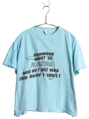 【お得なクーポン配布中!】 80s パキ綿 ジョーク イラスト プリント Tシャツ L 小さめ メンズ レディース M 程 ヴィンテージ メッセージ シングルステッチ ショート丈