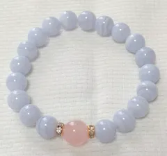 【限定1本限り】【癒し】ディープローズクォーツ×ブルーレースアゲートブレスレット