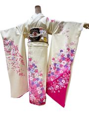 振袖　振袖のみの販売　絹　未仕立て　【250130-2】正絹　ふりそで　仮絵羽　教材用にも最適　在庫処分