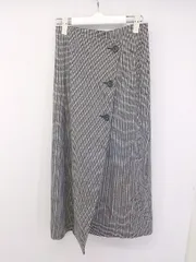 ◇ LOWRYS FARM ローリーズファーム チェック ロング ラップ巻き スカート サイズL ホワイト ブラック レディース P  【1302170007612】