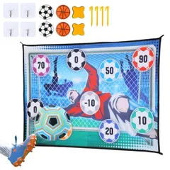 新品 EagleStone サッカー おもちゃ ダーツ 2in1遊び方 ダーツセット 壁掛け 長さ150cm ダーツ6個 サッカーボール付属 シュート練習 スポーツトイ 室内遊び パーティーゲーム クリスマス 誕生日 プレゼント 小学生 子供用 男の子 ギフト