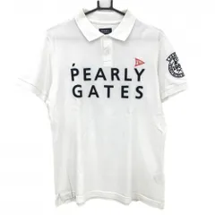 パーリーゲイツ 半袖ポロシャツ 白×ネイビー フェルトロゴ メンズ 5(L) ゴルフウェア PEARLY GATES