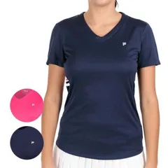 在庫処分特価】「ＵＳサイズ」FILA(フィラ) 2023 FW レディース PAULA(ポーラ) Vネック 半袖Tシャツ XFL232117(23y11mテニス)【メール便発送】(330289866)