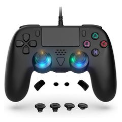 PS 5/PS 5 Pro/PS 5 Slim/PCに対応した有線コントローラ-高度な後退ボタンプログラミング/Turboを内蔵した有線コントローラ、フィンガ付き｜2つの高層、2つの中層（黒） 1