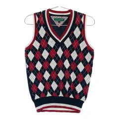 サイズ：S TOMMY HILFIGER GOLF トミー ヒルフィガーゴルフ  Vネック ニットベスト アーガイル柄 ネイビー系 [240101399136] ゴルフウェア レディース ストスト