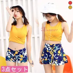 水着 レディース 体型カバー タンキニ ショートパンツ 3点セット ビキニ 水着 フパッド付き 花柄  vii3x502377