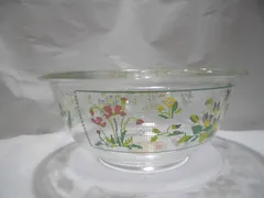 (未使用品) ナルミ クックマミーシリーズ 耐熱ガラス食器　ボウル　レトロ 網柄にお花