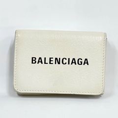 BALENCIAGA バレンシアガ 三つ折り財布 コンパクト 財布 レザー ホワイト 30KA510
