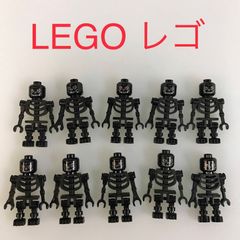 中古 LEGO レゴ お城シリーズ  ブラック　ガイコツ　ミニフィグ　10個　まとめ売り HN-605 ※オールドレゴ　キャッスル　スケルトン　ホネホネ　骨　黒 361