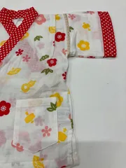 «花ラブリ»AJ9　新品　女の子　甚平　90cm　コットン100% 　ベビー　赤ちゃん　 白　赤　和柄　赤　パジャマ　ねまき　寝巻　リラックスウェア　1650-N9