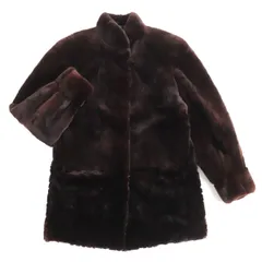 極美品★SAGA MINK サガミンク シェアードミンク 裏地総柄 本毛皮ロングコート ダークブラウン（ブラックに近い） F 毛質柔らか◎