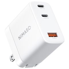 新品 NIMASO 充電器 67W タイプC 急速充電器 PD対応 【超軽量・極小型】 GaN窒化ガリウム 3ポート(USB-C*2とUSB-A*1) 折り畳み式 携帯便利 PSE技術基準適合 MacBook、 iPad Pro 、iPhone16/15シリー