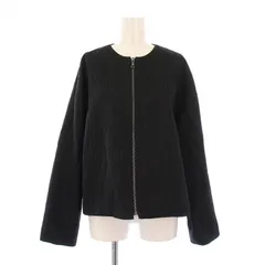 アドーア ADORE 23AW ノーカラージャケット アウター ショート丈 ジップアップ 総柄 シルク ウール 38 黒 ブラック /BB