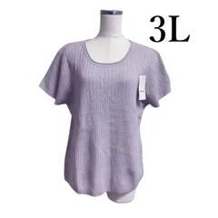 ノアンヌ レディース  カシミヤニット ウールニット  半袖ニット 半袖セーター カシミヤブレンド ラベンダー ラメ入り 3L 大きいサイズ 美品 上品 きれいめ シンプル おしゃれ 柔らか 高級感 フェミニン 春 夏 秋 トップス