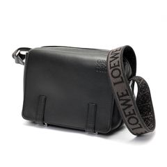 ロエベ / LOEWE　ミリタリー メッセンジャーバッグ XS / ショルダーバッグ　B553A72X27　サプルスムースカーフ/ジャカード　ブラック 【中古】 商品番号 S-158267