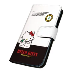 サンリオ 正規品 ハローキティ iPhone 15 Plus ケース 手帳型 スマホケース [デザイン:9.学校(wh×BK)/マグネットハンドあり] SANRIO キティ iphone15plus アイフォン15 プラスlus