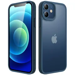 【特価セール】(ブルー) 指紋防止 つや消しの半透明の背面電話カバー 耐衝撃性ミリタリーグレードの落下防止 5.4インチ Mini 12 iPhone マットケース JEDirect