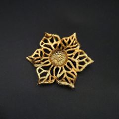 Christian Dior クリスチャンディオール ブローチ ピンタック ゴールドカラー フラワー 花 大ぶり オールド ヴィンテージ