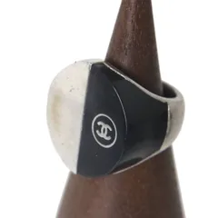 CHANEL シャネル デザインリング バイカラー 指輪 豆無 シルバー×ブラック 約13号 リング幅7.7mm リング厚み2.5mm 正面直径23.8mm 重量18g 

 NT Bランク