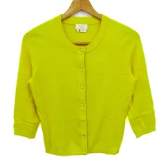 ケイトスペード カーディガン トップス 七分袖 クルーネック シルク混 レディース Sサイズ イエロー Kate Spade 【中古】