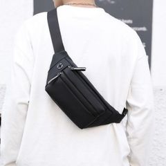 【新品】ナイロンコーティング ボディバッグ＜ブラック＞3WAY ウエストポーチ ウエストバッグ ワンショルダー オシャレ 軽量 防水 ポケット 財布 スマホ 止水ファスナー 反射パーツ 外出 ウォーキング カジュアル スポーツ ランニング ジョギング 黒