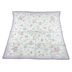 Yves Saint Laurent　イヴサンローラン ハンカチ　スカーフ　花　フラワー　縁ライトパープル　コットン