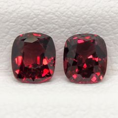 天然　非加熱　スピネル　ルース　ペア for ピアス　合計1.3ct　クッションカット　レッド・オレンジ・ピンク系　濃厚カラー　クリーン　良い輝き　男女兼用　国内鑑別書付き