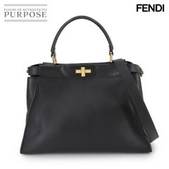 新品同様 フェンディ FENDI ピーカブー レギュラー 2way ハンド ショルダー バッグ レザー ネロ 8BN290 Peekaboo 90293018