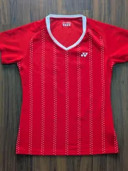 YONEX ヨネックス ドットストライプ レディース ゲームシャツ 赤 XO