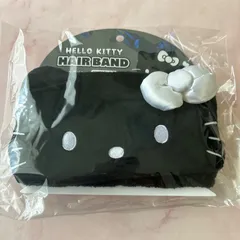 ハローキティ　フェイスヘアバンド　モノクロ