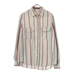 クウユーエスエー 日本製 ストライプ柄 長袖 シャツ M グレー系 ku U.S.A メンズ