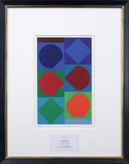 低価爆買いVASARELY、スティヴア、希少画集画、新品額装付、y321 抽象画