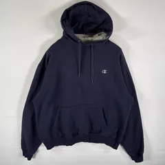 古着 チャンピオン Champion パーカー スウェット ワンポイントロゴ刺繍 フーディ プルオーバー 大きいサイズ XL  ダークネイビー メンズ