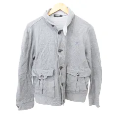 バーバリーブラックレーベル BURBERRY BLACK LABEL 美品 コットン ジャケット 長袖 トップス 羽織 2 Mサイズ 灰色 グレー