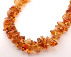 美品 琥珀アンバー ネックレス シルバー金具 41cm ブラウン