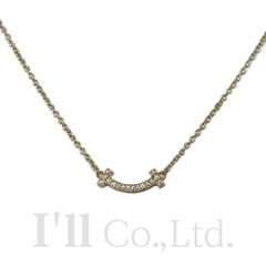 Tiffany&Co.　ティファニー　Tスマイル　ネックレス　ミニ　62617683　750YG　16Pダイヤモンド0.03ct　ブランドジュエリー　ペンダント　Tモチーフ　Au750　750イエローゴールド　K18YG　18金　マイクロ【75379】