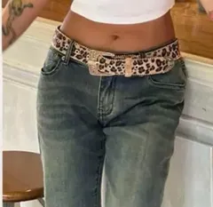 【新品】ベルト スタッズ ヒョウ柄 大きめ y2k パンク グランジ アメカジ