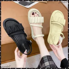 厚底サンダル レディース 美脚 夏靴フラットサンダル ボリュームソール コンフォート ギャザー 軽量 可愛い 韓国風 カジュアル おしゃれ フェミニン 旅行新作ビーチサンダル 人気サマーサンダル アウトドアシューズ