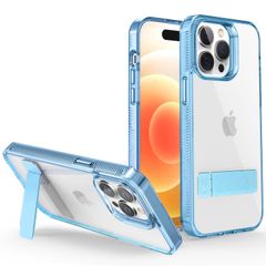 【人気商品】6.7 Max Max Pro ブルー) Pro (iPhone15 カバー 対応 アイフォン15プロマックス スマホケース 軽量 薄型 耐久性 黄変防止/擦り傷防止 衝撃吸収 3wayスタンドモード） （メタルキック スタンド機能 クリアケース