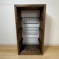 ワイヤーバスケットシェルフ（カゴ付き）3段2列シェルフ / リビング 玄関 子供部屋 / 新生活