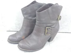 ■ Fin フィン ベルト ショート ブーツ 37 ブラウン レディース  【中古】 【1002799308649】