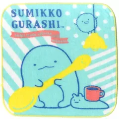 【中古】タオル・手ぬぐい(キャラクター) とかげ＆ほこり＆にせつむり(水色) ハンドタオル タオルコレクション 「一番くじ すみっコぐらし～まったりすみっコタイム～」 E賞