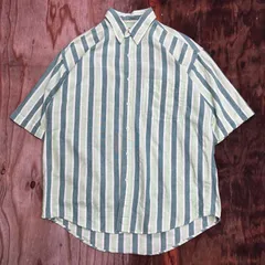 OLD GAP オールドギャップ ストライプ 半袖 ボタンダウン シャツ BD グリーン ボーダー コットン オックスフォード ボックス シルエット シティボーイ 90s VINTAGE 古着 MH2
