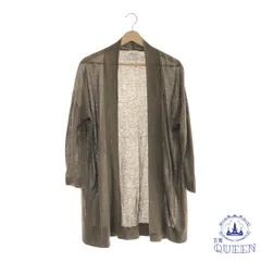 ☆美品☆ PLST プラステ ニット カーディガン ロング丈 長袖 レディース グレー M 麻 綿 901-1870 送料無料 古着